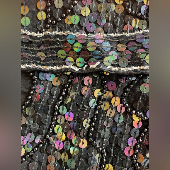 80s Deco Sequined Drop Waist Dress - Picture 8 of 9